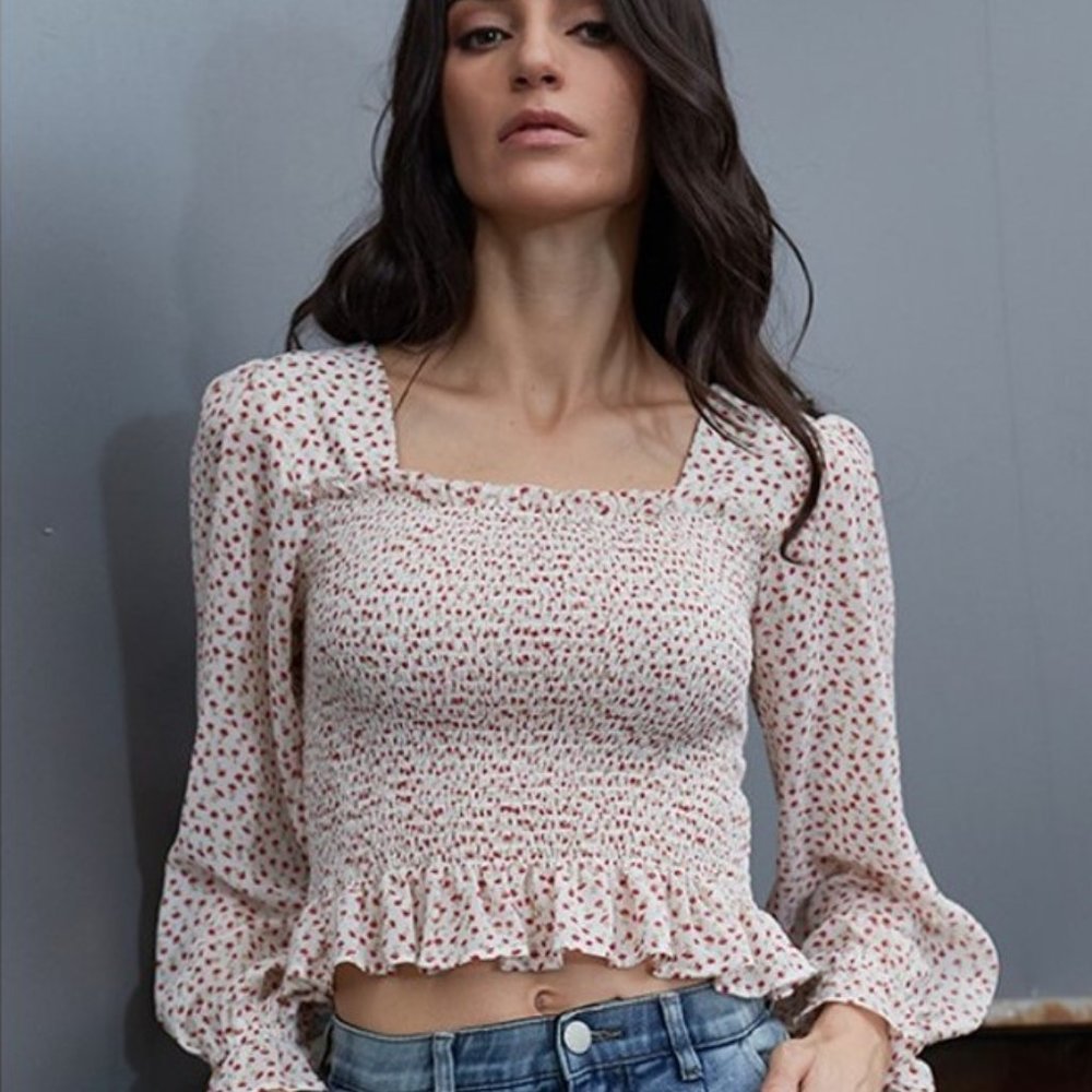 Floral Smocked Chiffon Crop Top